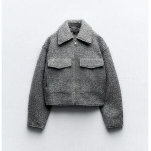 Zara cropped boucle jacket